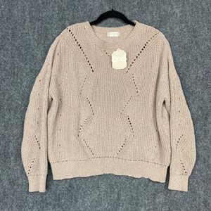 Altar'd State Women's M Crochet Knit‎ Sweater Pullover Etherea Beige NWT $70